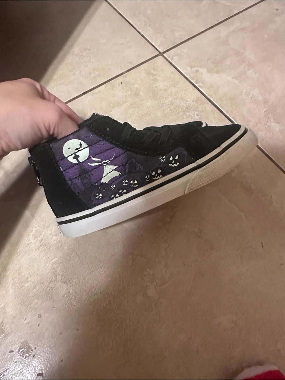 Vans Kids Black and Purple High-Top Sneakers with Halloween Pumpkin Graphic